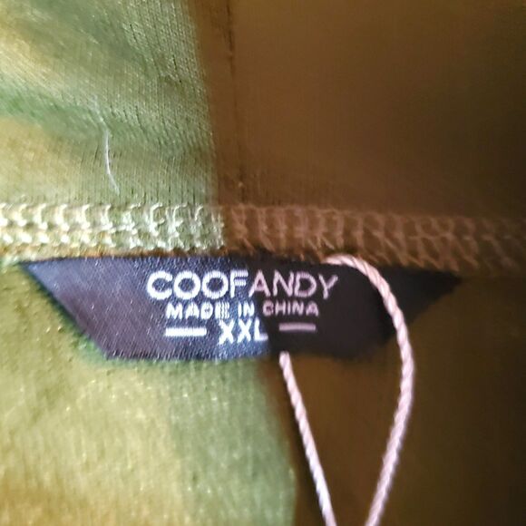 COOFANDY Cardigan Hoodie Mens XXL Green Navy Stripe Asymmetrical Zip Longline - Picture 5 of 12